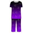 thumbnail image 3 of fatyb Women's Capri Pajama Sets Summer Comfy Short Sleeve Tops and Capris Pants Pjs Sleepwear with Pockets, 3 of 4