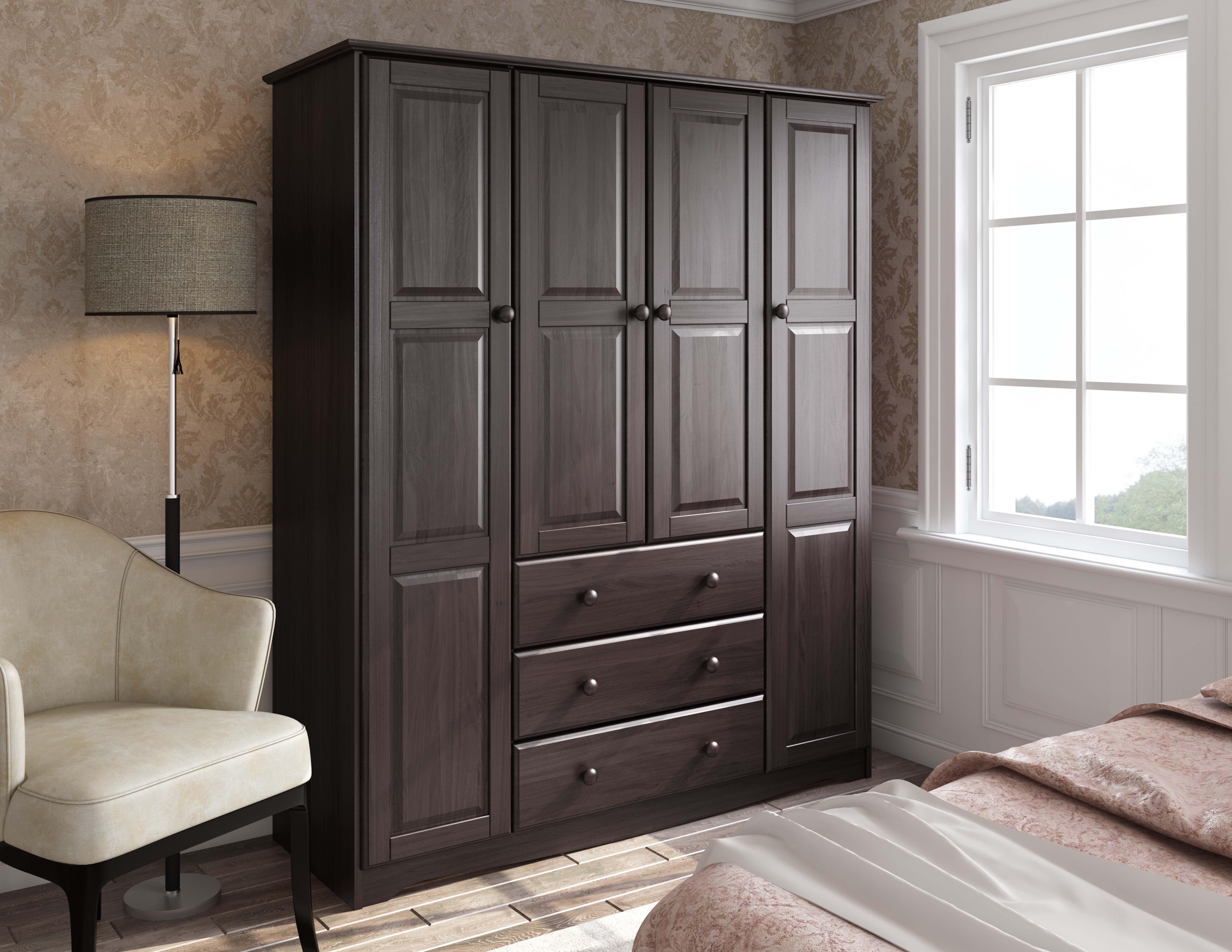 100 Solid Wood  Family Wardrobe  by Palace Imports Java No Shelves 