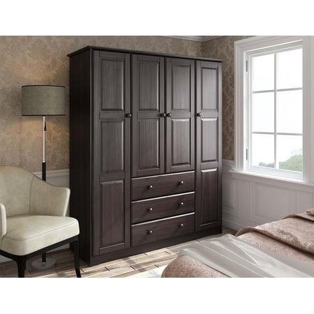 100% Solid Wood Family Wardrobe by Palace Imports, Java. (Incomplete, Missing box 3/3 Only)