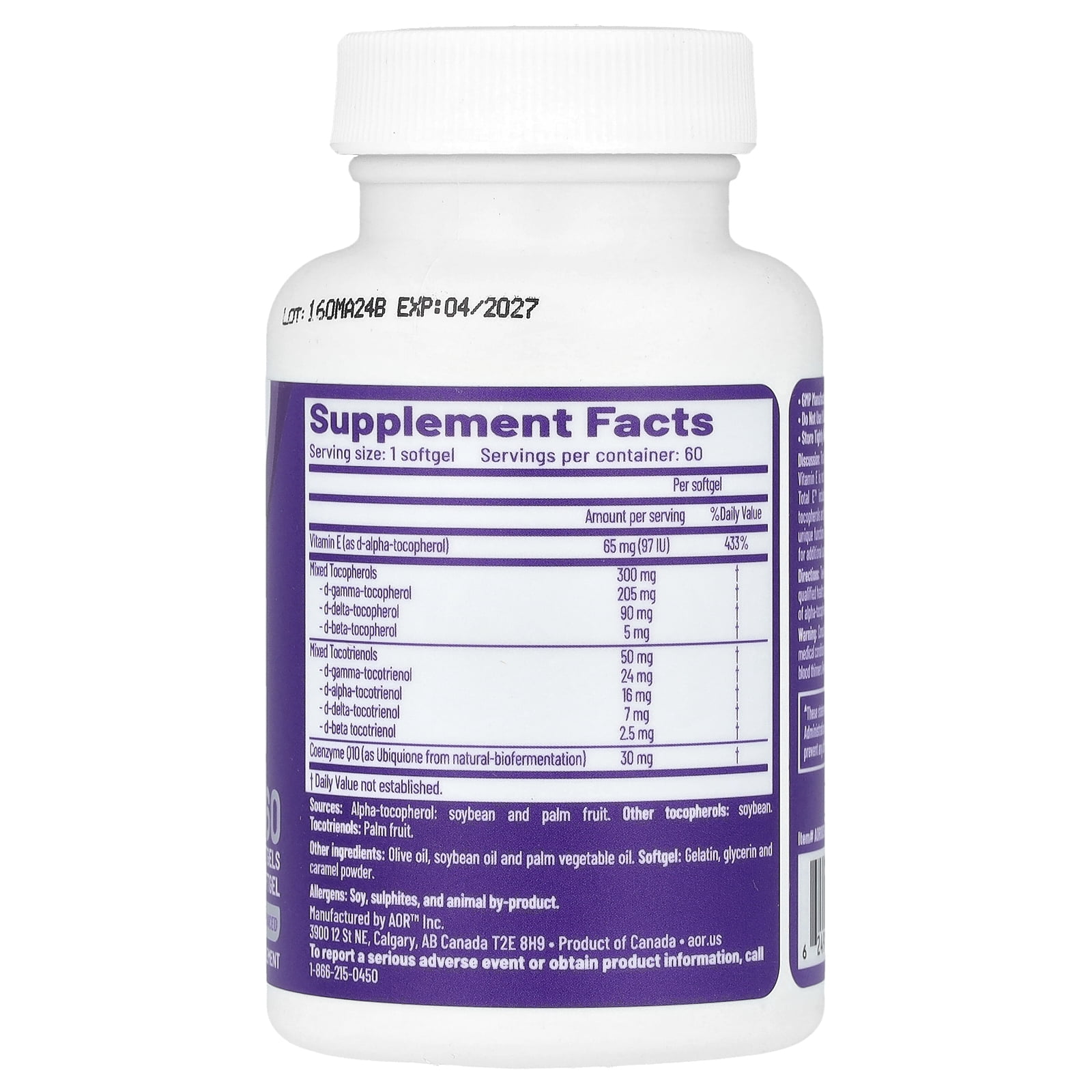 Advanced Orthomolecular Research AOR Total E™, 60 Softgels