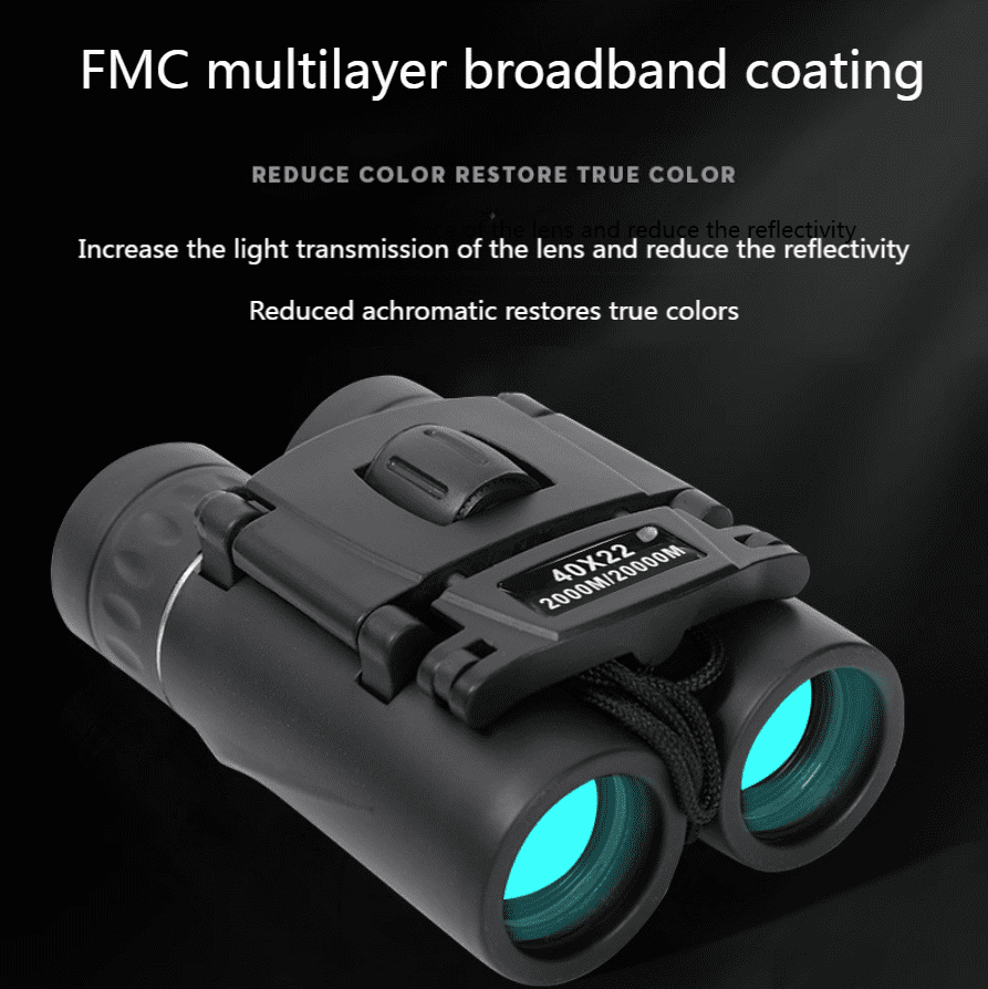 For Hunting Sports Outdoor Camping Travel，40x22 HD Powerful Binoculars 2000M Long Range Folding Mini Telescope BAK4 FMC Optics