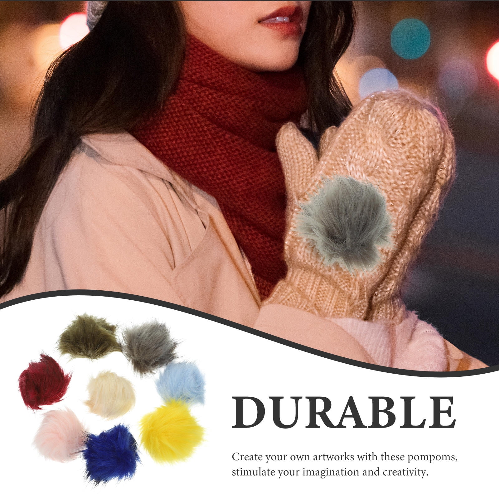 Raindrops 24 Pcs Multi-Color Faux Pom Poms for Crafts, Garments, Hats, Accessories