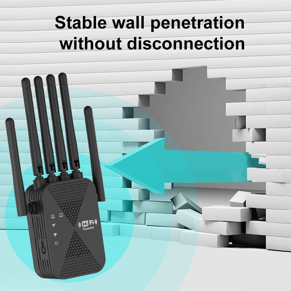 Ourlife 6 external antenna Network, 2026 WiFi Extender Wireless Dual-Band WiFi Repeater 1200Mbps, Signal Amplifier Extender Router Long Distance, Black.