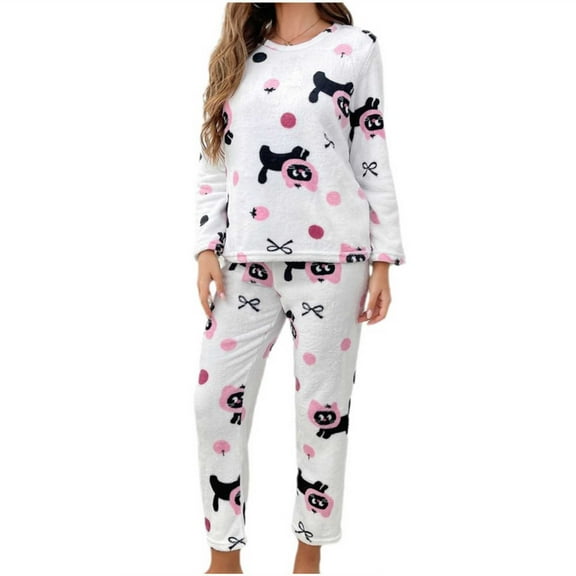 BLTIBY Flannel Pajama Sets for Women 2 Piece Crew Neck Valentine's Day Fuzzy Long Sleeve Pants Oversized Casual Sherpa Sleepwear Outfits Black XL