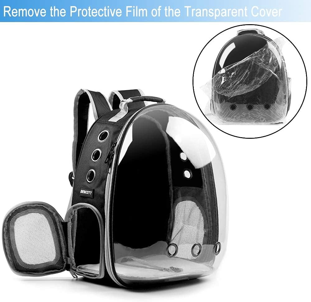 Vivicreate Breathable Cat Backpack Carrier, Large Transparent Pet Bag with Double Shoulder Straps, Durable PC Shell