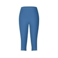 thumbnail image 5 of Capri Leggings for Women Summer Casual Elastic High Waist Wave Hem Workout Yoga Cropped Capris Pants, 5 of 6