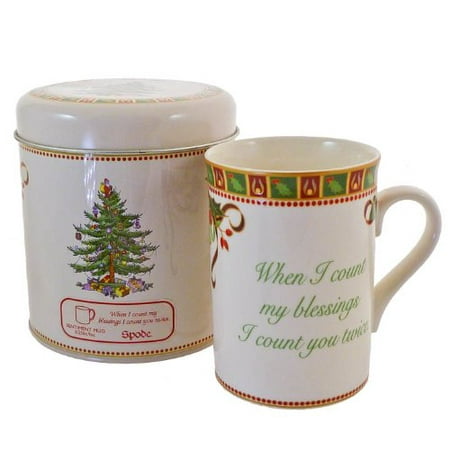 Spode Christmas Tree Sentiment Mug, When I Count My Blessing's, I Count You