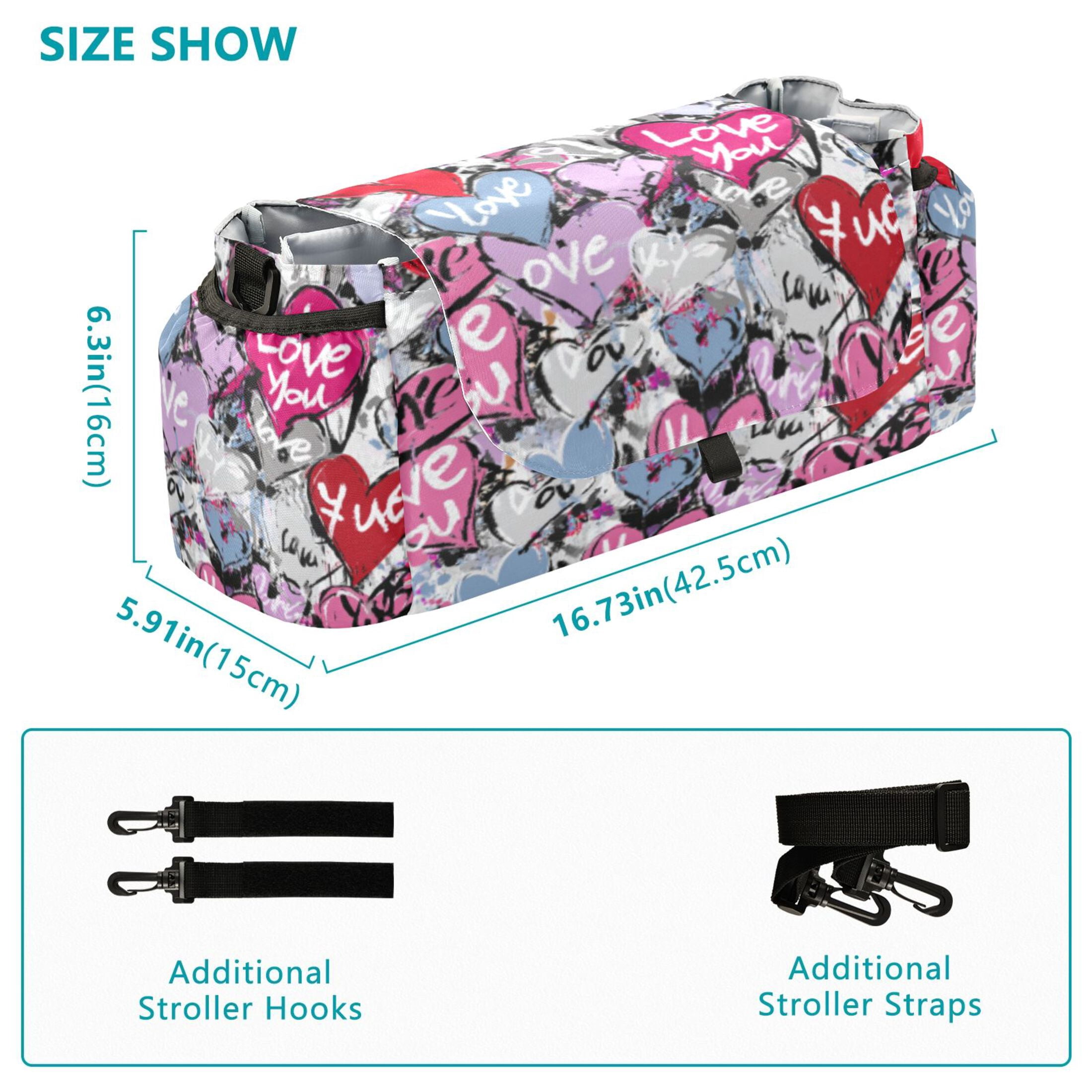DIXRUYEE Stroller Organizer Colorful Love Hearts Printed