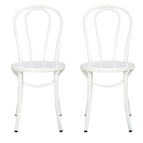 Ellie White Metal Bistro Chairs Set Of, White Metal Chairs For Dining Table