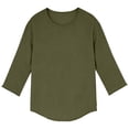 thumbnail image 6 of JPVDPA Linen Tops for Men 3/4 Sleeve Crew Neck Tees Raw Edges Casual Hippie T-Shirt Summer Beach Vacation Tee Shirts Army Green XXL, 6 of 6