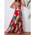 thumbnail image 4 of EASYBRA Womens Tropical Print Maxi Slip Dress Sleeveless Backless Thigh Split Summer Beach Vacation Dress, 4 of 6