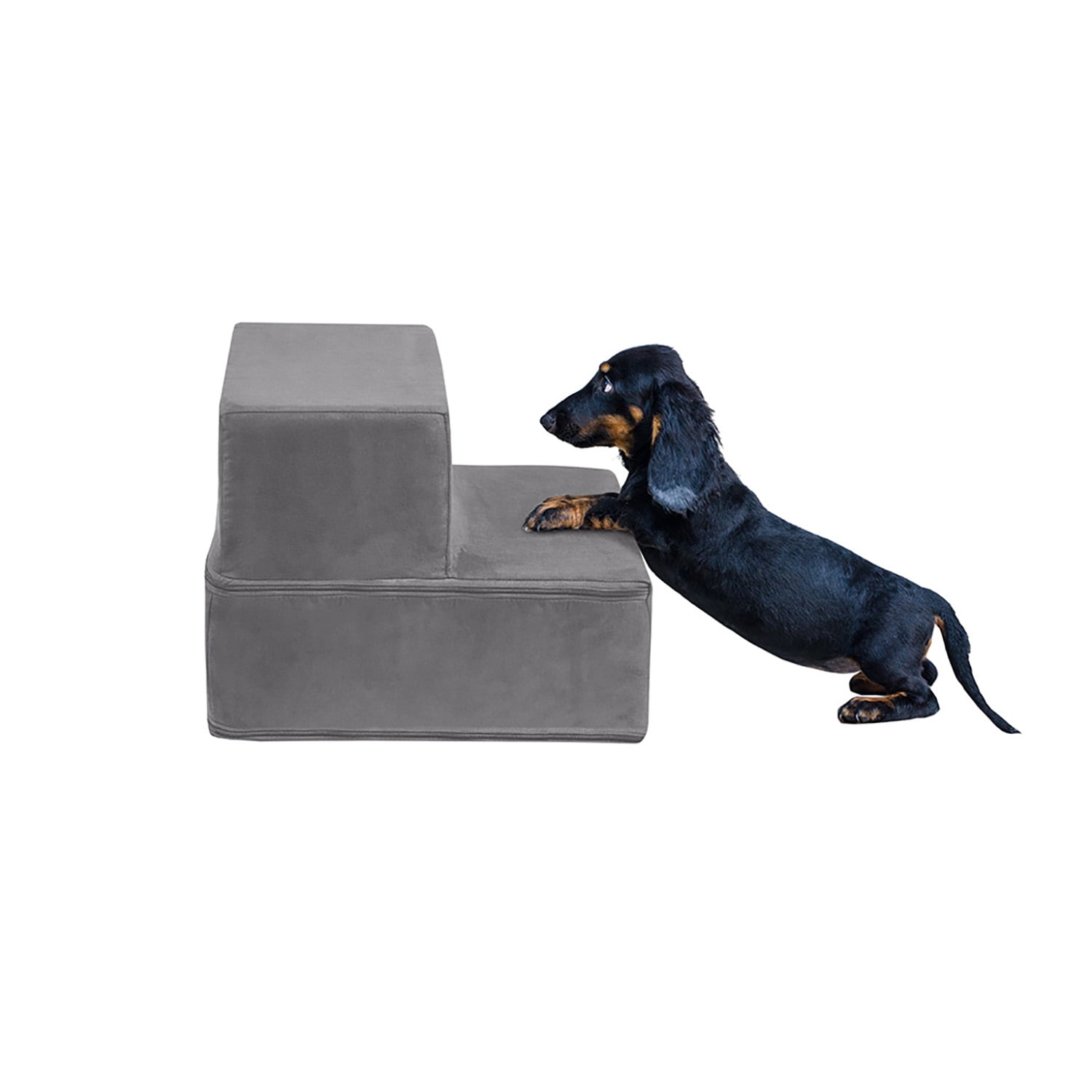 Pefilos 23" Dog Stairs for Small Pets with High-Density Sponge and Silicone Paw Prints, 3-Step Dog Ramp for Beds and Couch, Gray Pefilos 23" Dog Stairs for Small Pets with High-Density Sponge and Silicone Paw Prints, 3-Step Dog Ramp for Beds and Couch, Gray