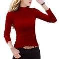 thumbnail image 1 of Camiseta y cómoda de algodón con medio cuello, ropa interior de manga larga, jersey que combina con todo, abrigo elástico, delicado y Prendas para la parte del cuerpo Vino rojo Vino tinto L Guardurnaity AP013430-07, 1 of 6