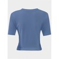 thumbnail image 2 of Women's Basic Teen Tee Workout Crewneck Short Sleeve Slim Fitted Casual Crop Top, 2 of 5