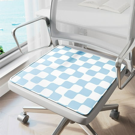 

Checkered Ice Silk Cushion Office Chair Cushion Breathable Comfortable Non Stuffy Stable Non Slip Machine Washable Cushion