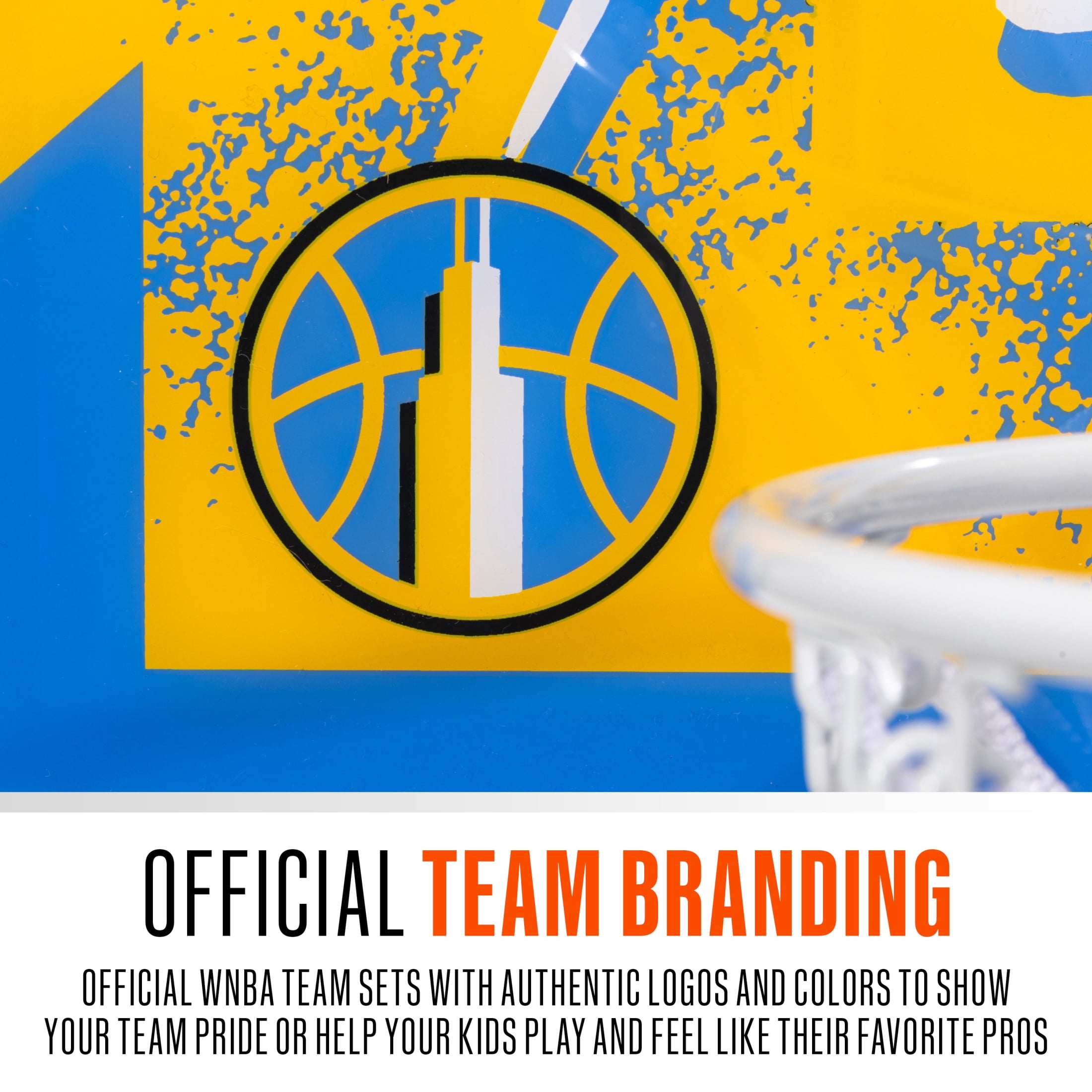 Franklin Sports WNBA Chicago Sky Over the Door Basketball Hoop - Kids Indoor Basketball Hoop with Mini Ball - WNBA Fan Shop Mini Hoop for Bedroom + Office