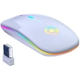 thumbnail image 1 of Computer Mouse, 2.4G Wireless Rechargeable Bluetooth 3.0/5.0 Mute Gaming Mouse for Computer White One Size, 1 of 8