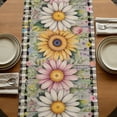 thumbnail image 5 of Table Runners 70 Inches Long Dress Scarves, Vintage Daisy Floral Farmhouse Coffee/Dining/Kitchen Table Decor, Holiday Table Runner, Spring Flowers Botanical Leaves Checkered Wooden 13x70 Inch, 5 of 9