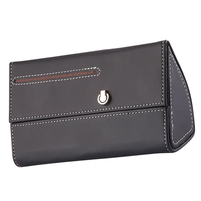 Riwesomey Estuche para gafas de sol con visera de coche, colgador de Clip, sujetador magnético, soporte para gafas de sol, caja de almacenamiento de cuero Automoción decorativa y accesorios negro
