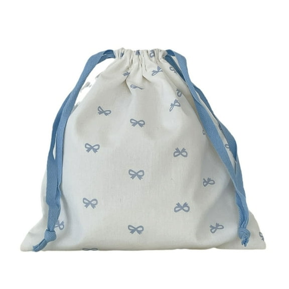 ZYHARUKO Bows Drawstring Makeup Bag Small Canvas Bag Gift Bag Pouch Drawstring Bag Portable Storage Bag for Cosmetics Jewerlry