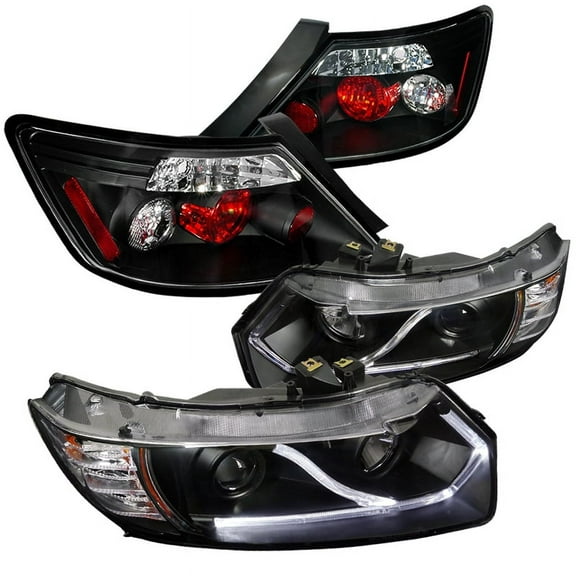 Spec-D Tuning LED Chrome Projector Headlights   LED Bumper Fog Lamp Compatible with Honda Civic 2Dr Coupe Left   Right Pair Headlamps Assembly