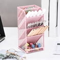 thumbnail image 4 of Lksixu Metal Mesh Desk Organizer, 5-Layer Pencil Container Stationery Holder, Small Desktop Pen Storage Rack, Multi-Purpose Makeup Brushes Storage Box for Home Office, 4 of 7