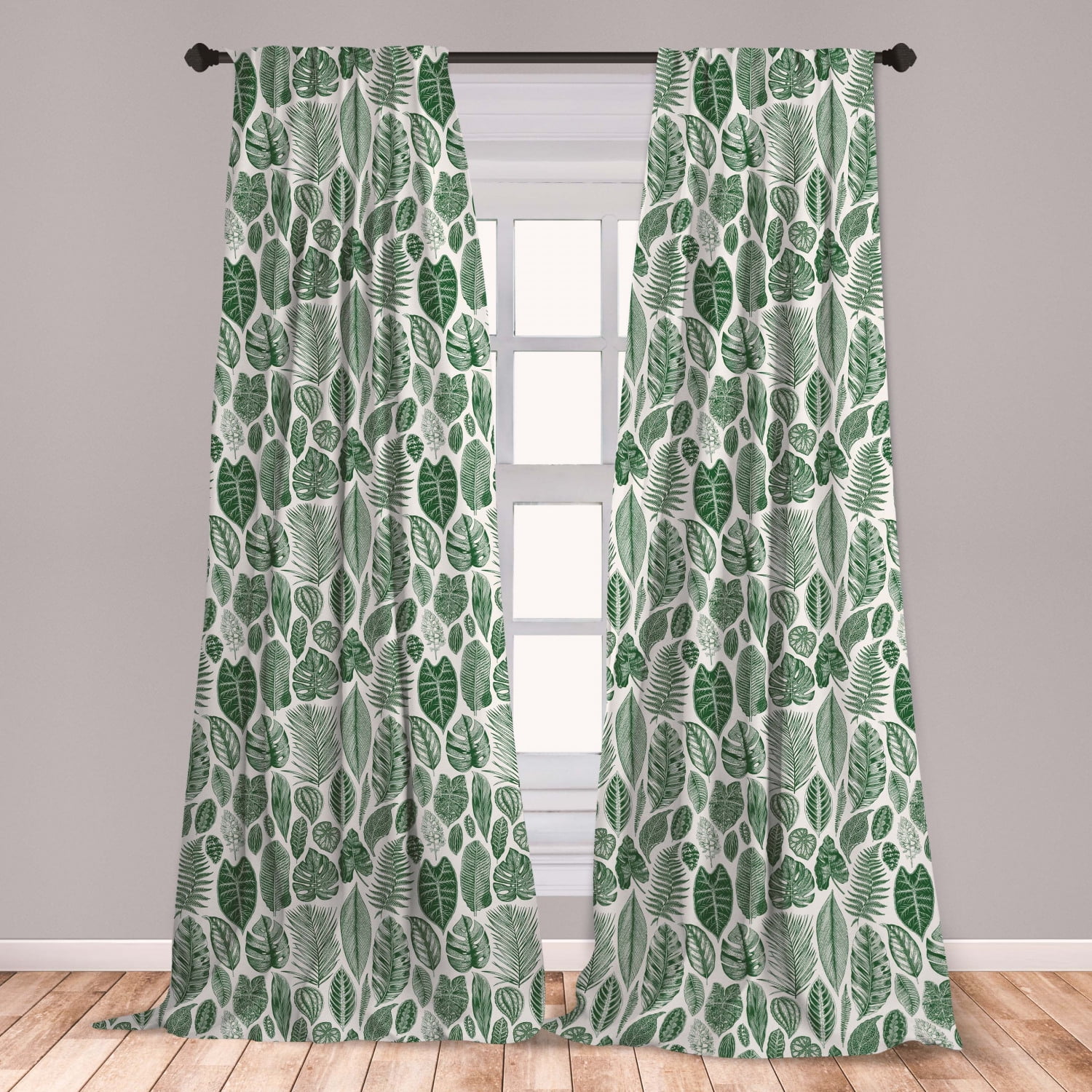 Botanical Curtains 2 Panels Set Vintage Floral Pattern With Detailed