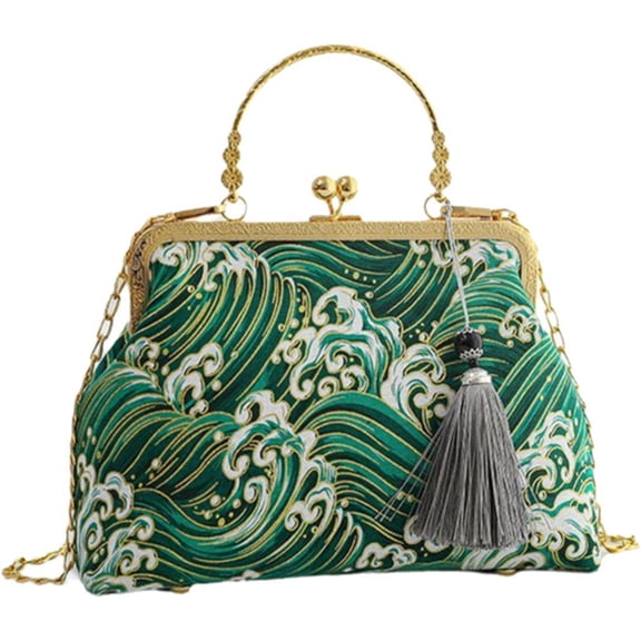 Jiibva Retro Shoulder Chain Messenger Clutch Chinese Style Embroidered Jacquard Women's Evening Bags