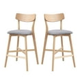 thumbnail image 3 of Tcbosik 2 Pack Upholstered Bar Chairs, Modern Dining Chair, Counter Height Barstool with Wooden Frame for Kitchen, Living Room, Space Saving, Oak, 3 of 7