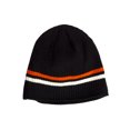 thumbnail image 1 of Warm Winter Knit Short Cuffless Ribbed Striped Skull Cap Beanie, Black, 1 of 2