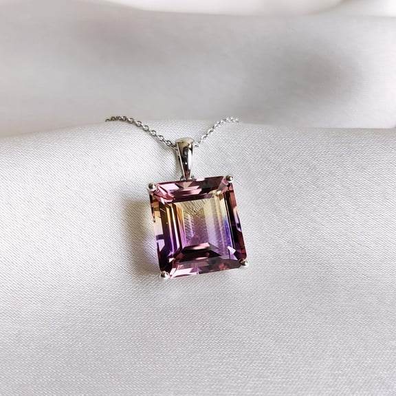 Natural Ametrine Pendant, 14K Solid White Gold Ametrine Pendant, November Birthstone, Prong Pendant, Christmas Present, Ametrine Jewelry