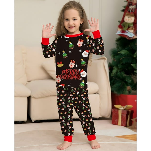 Maman Fille Pere Fils Bebe Chien Appariement Vetements Famille Noel Pyjamas Impression 2 Pieces Costume Homewear Joyeux Noel Look de Famille