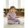 thumbnail image 4 of BemeyourBBs Toddler Baby Boy Girl Spring Fall Winter Outfits Waffle Knit Checkerboard Patchwork Long Sleeve Crewneck Pullover Swetshirt Top Jogger Pants Set 2pcs Sweatsuit Clothes, 4 of 9