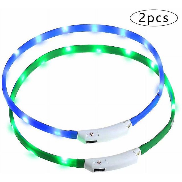 Collar luminoso para perros 2 piezas de collar luminoso para perros recargable por USB