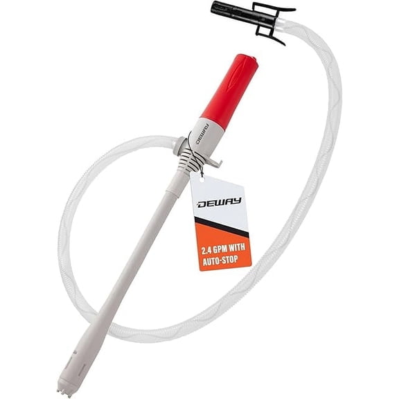 Deway Small Fuel Transfer Pump with Control Nozzle – D Battery Powered Portable Pump, 15", 2.4 GPM