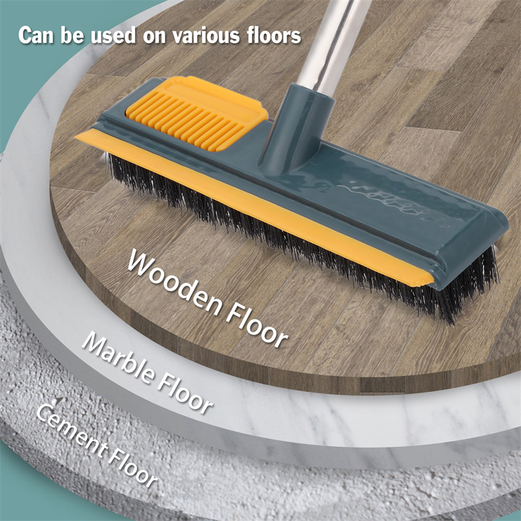Homilifibra Floor Scrub Brush With Long Handle 58 ,Stiff Brush And  Scrape,Pool Brush,Floor Squeegee,Push Broom,Deck Scrub Brush For Cleaning