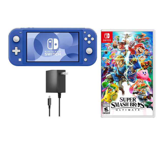 Nintendo Switch Lite Console Portative Bleue Remise à Neuf Ensemble avec Jeu Super Smash Bros. Ultimate