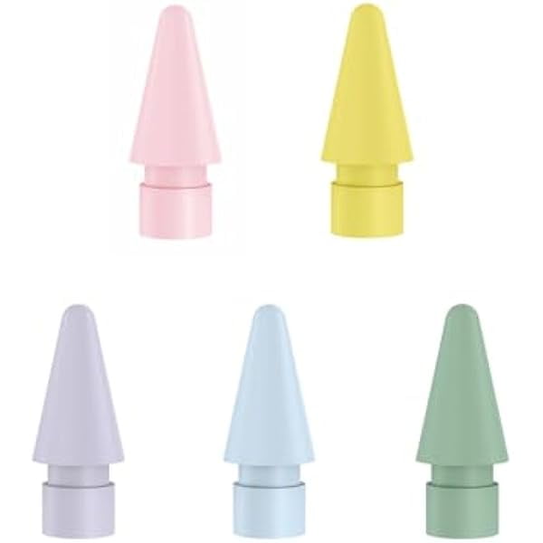 LinQingQ 5PCS Replacement Tips for iPad Pencil, Apple Pencil Tips 7 Color iPencil Nib Compatible with Apple Pencil 1st & 2nd Gen, Pink/Yellow/Purple/Blue/Green