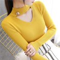 thumbnail image 3 of Spring Autumn New Hollow Out Slim Knitting Pullovers Long Sleeve Solid All-match Sweaters Temperament Elegant Women Clothing, 3 of 5