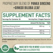 Enliven Panax Ginseng & Ginkgo Biloba Extract Supplement, 60 Capsules, Herbal Support