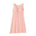 thumbnail image 4 of Chemise de Nuit Courte pour Femmes Couleur Unie Col Rond avec Coussin de Poitrine, 4 of 4