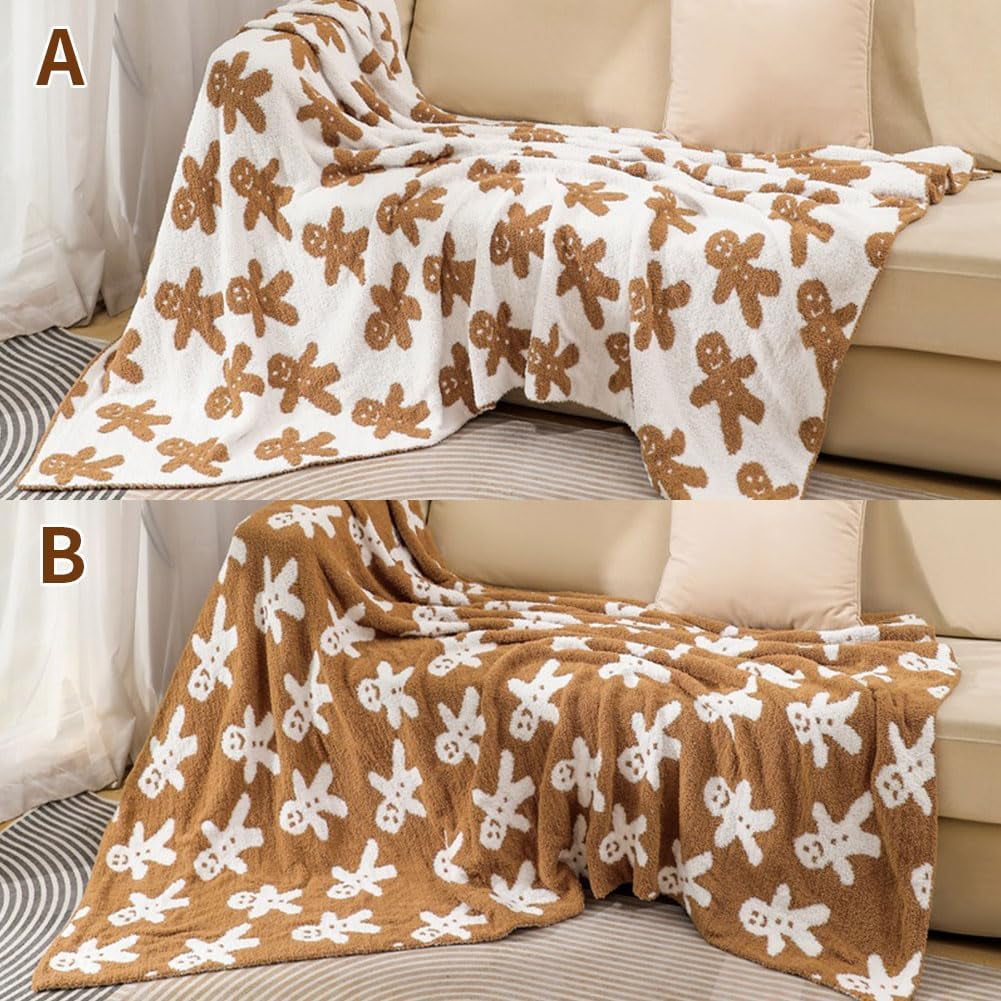 Christmas Gingerbread Throw Blanket Gingerbread Man Throw Blankets Thick Plush Fluffy Furry Blankets for Couch Bed Sofa Chair Travel Camping Christmas Blanket Decor Gifts for Women, Men(50x60)