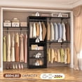 thumbnail image 4 of iSunirm 96 Inch Closet System, Wall Mounted Clothing System with 3 Shelf Towers, Heavy Duty Wardrobe with 5 Shelves, 96''L x 16''W x 75''H, Load 800 LBS, Black, 4 of 10