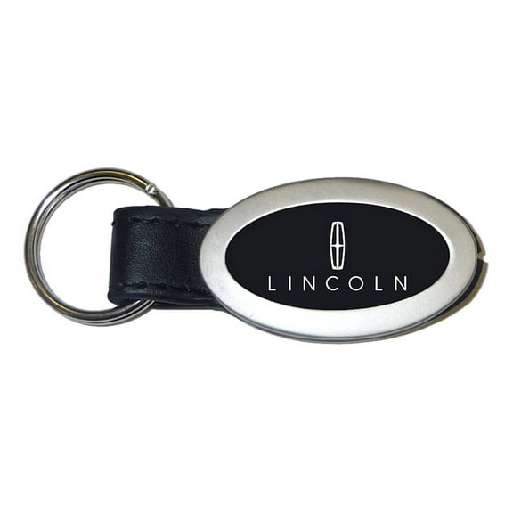 Lincoln Oval Leather Key Chain (Black)