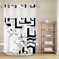thumbnail image 6 of No Hook Cloth Fabric Shower Curtain with Snap in Liner, Modern Geometric Black Waterproof Shower Curtains Set with See Through Top Window, Abstract Minimalist Artwork Lines Bath Curtains 72"x84", 6 of 9