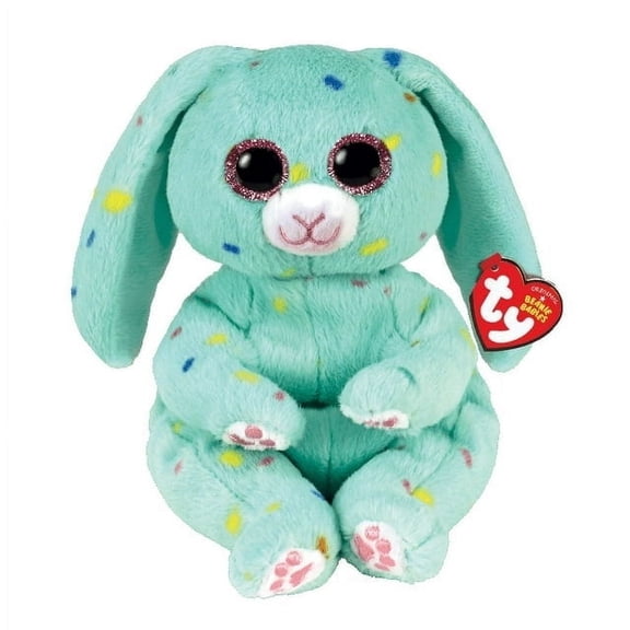 TY Beanie Baby (Beanie Bellies) APRIL the Green Easter Bunny Rabbit (6" Plush) (BONUS 1 FUN CHOPS & 1 TY CARD)