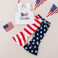 thumbnail image 5 of GYRATEDREAM Toddler girl 4th of July Outfit Sleeveless Halter Vest Top and American Flag Bell Bottoms Pants Set Independence Day clothing for 24-36M Blue, 5 of 7