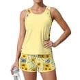 thumbnail image 5 of JULMCOMO Tankini Swimsuits for Women Sunflower Print Crew Neck Drawstring Sporty Bathing Suits Summer Vacation Two Piece Swimsuit Gold 2XL, 5 of 6