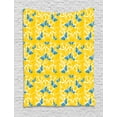 thumbnail image 1 of Yellow and Blue Tapestry, Butterflies with Tropical Flower Silhouette on Yellow Background, Wall Hanging for Bedroom Living Room Dorm Decor, 60W X 80L Inches, Blue Yellow and White, by Ambesonne, 1 of 2