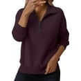 thumbnail image 4 of NMMUED Quarter Zip Sweater Women Fall Sweaters for Women Womens Quarter Zip Sweater Knit Sweater for Women Knitted Tops for Women Soft Sweaters for Women Business Casual Sweaters for Women Wine S, 4 of 9